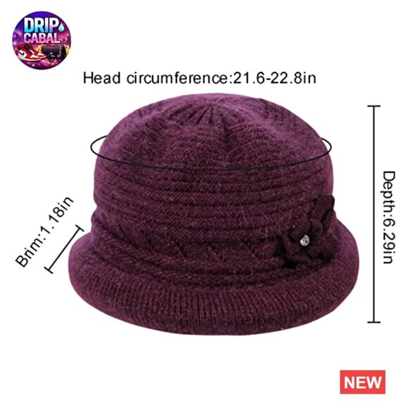70% Acrylic 30% Cony Hair Cotton Winter Bucket Hat Vintage 1920s Style main image 5